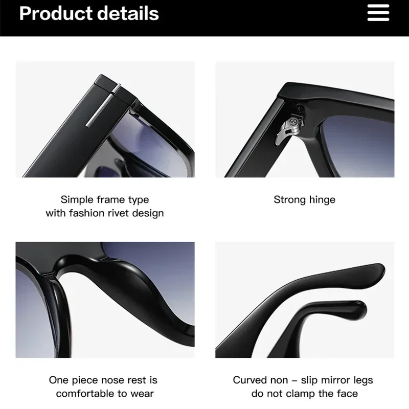 Trendy Square T-shaped Sunglasses Mens Womens Oversized Flat Top Shades Retro 70s Rectangle Driving Goggles UV400 6