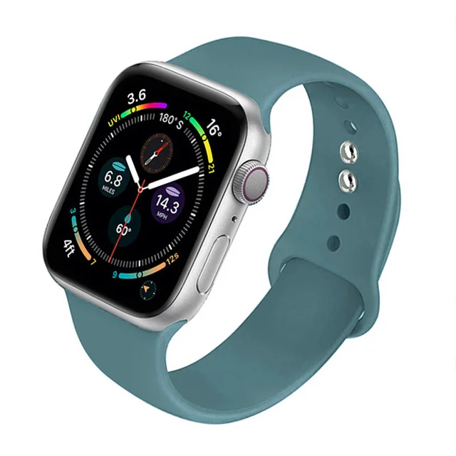 Silicone Strap For Apple Watch Band 44mm 40mm 41mm 38mm 45mm Smartwatch Rubber Sports Watchband Belt Bracelet iWatch 7 6 se 5 4 Cactus-61