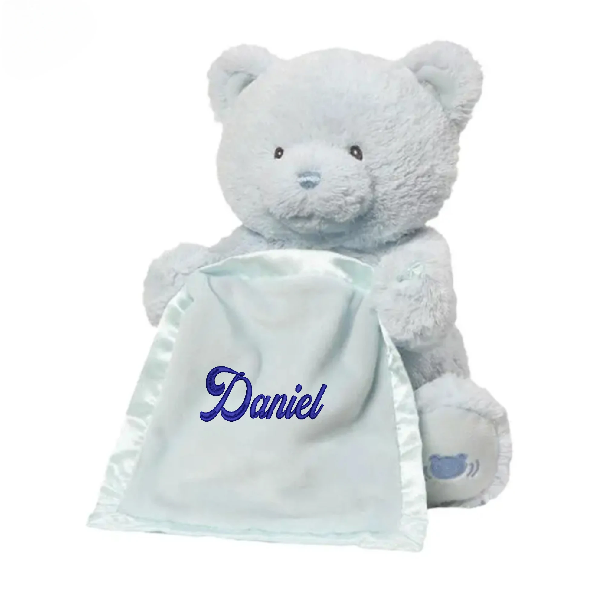 Personalized Bear Electric Music Plush Toy Name Hide and Seek Stuffed Animal Talk Music Shy Bear for Kids Birthday Gift