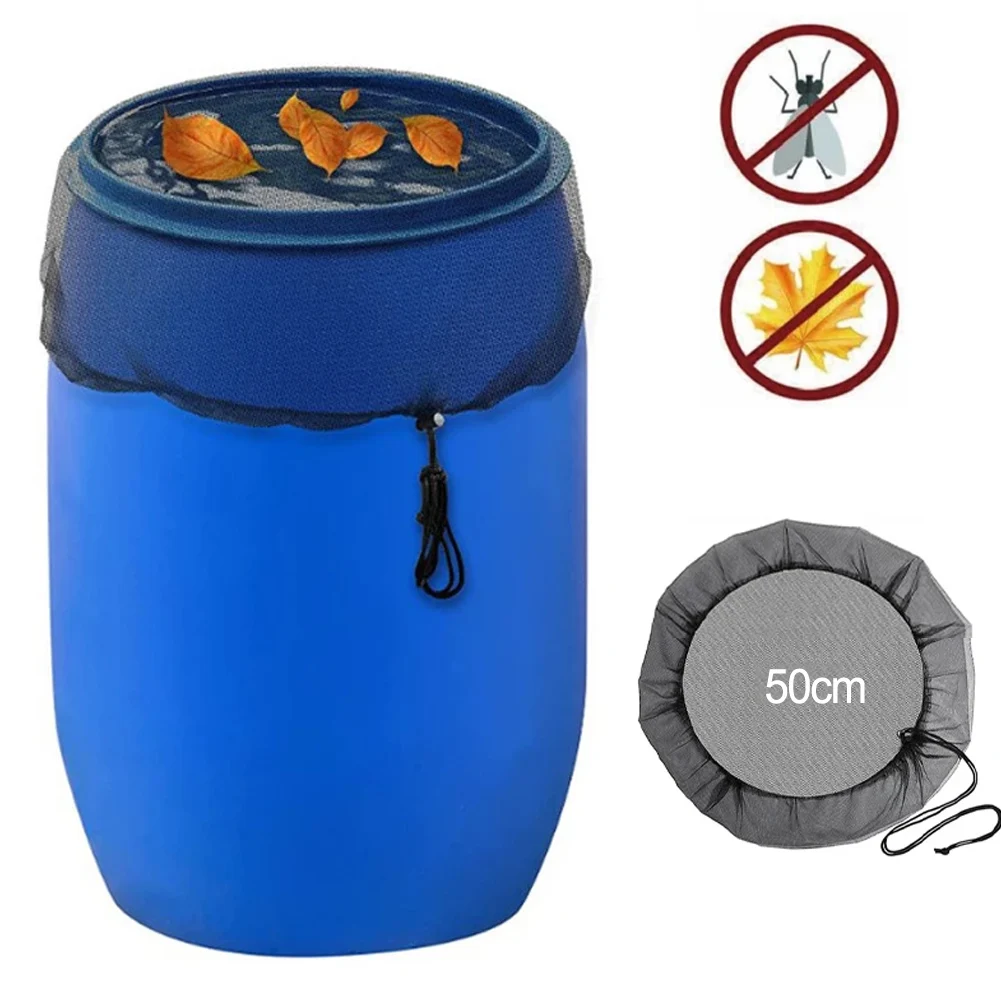 Rain Barrel Cover Pond Protector Net Rain Bucket Net With Cord Rain Bucket Water Cover 50cm