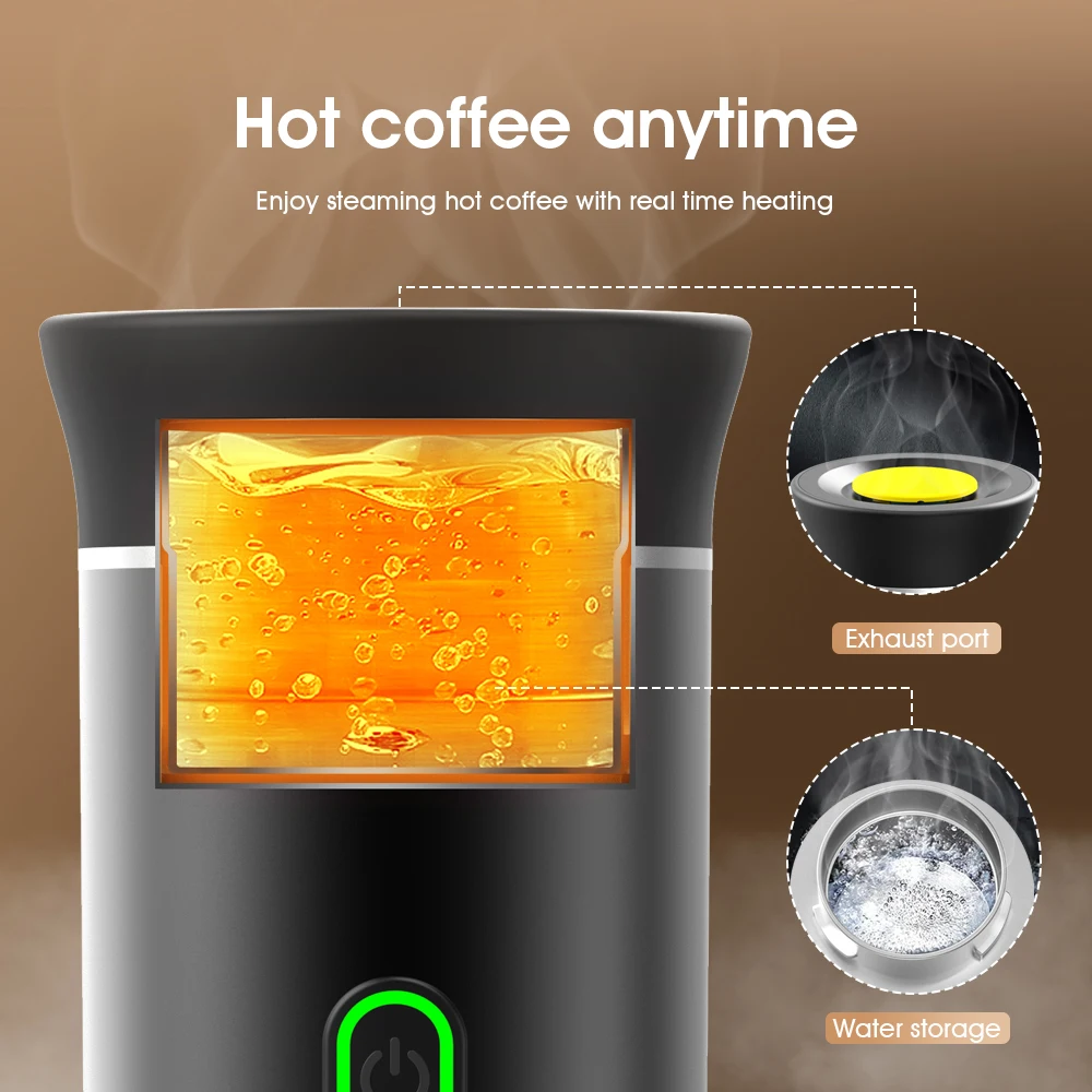 Wireless Portable Coffee Maker Espresso Coffee Maker For Car Home Camping Coffee Maker 3-in-1 Capsule Powder Travel Coffee Maker 5