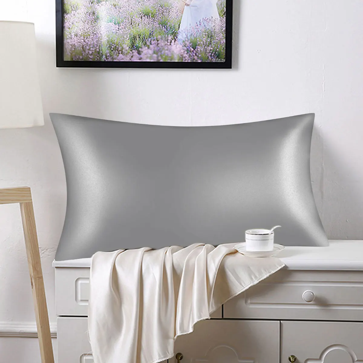 Description Picture 4 of itemPillowcase 100% Silk Pillow Cover Silky Satin Hair Beauty Pillow case Comfortable Pillow Case Home Decor wholesale