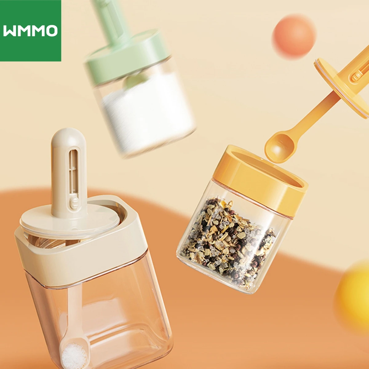WMMO Square Seasoning Box Telescopic Seasoning Jar Spoon Sealed Lid Salt Jar Household Bottle BBQ seasoning jar,salt shaker,spices bottle,salt pepper shakers