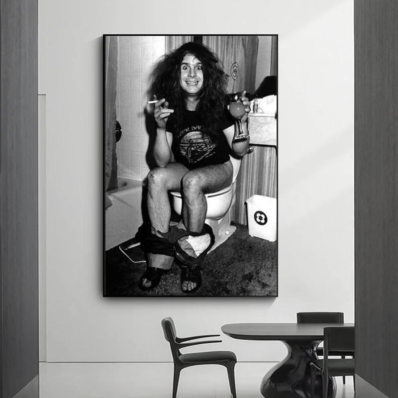 Ozzy Osbourne สีดำและสีขาวภาพวาดผ้าใบโปสเตอร์และพิมพ์ Retro นักร้องผ้าภาพจิตรกรรมฝาผนังห้องนั่งเล่นตกแต่งบ้าน 1