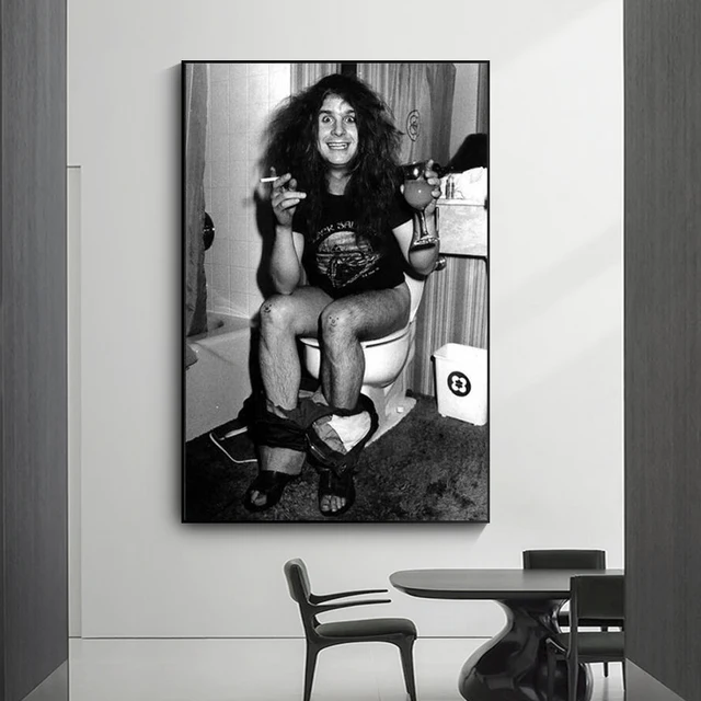Ozzy Osbourne สีดำและสีขาวภาพวาดผ้าใบโปสเตอร์และพิมพ์ Retro นักร้องผ้าภาพจิตรกรรมฝาผนังห้องนั่งเล่นตกแต่งบ้าน 1