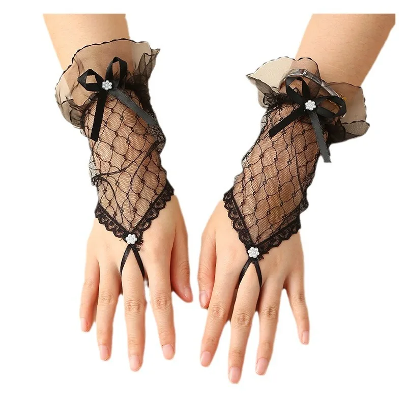 New Fashion Half Finger Lace Gloves Women Dance Short Gloves Spring Summer Fingerless Mittens Outdoor Sunscreen Driving Gloves