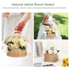 Pearl Princess Woven Flower Basket Rattan Storage Basket Flower Girl Hand Basket Handmade Flower Basket For Home Wedding Decor 4