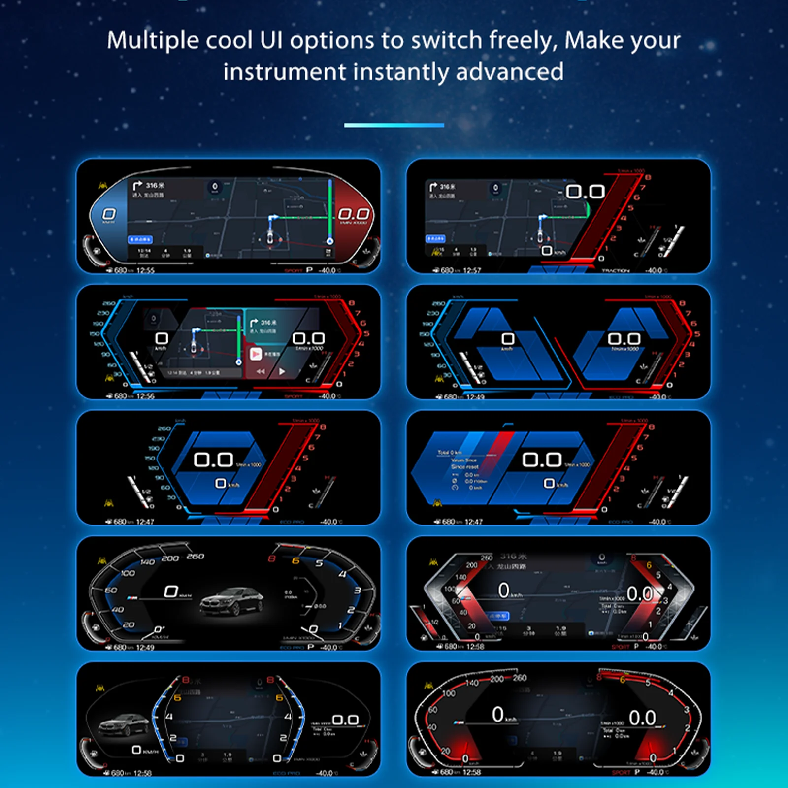 Panel de Instrumentos Digital para BMW Serie 7 E65 E66 Años 2004-2008, Cabina Virtual, Velocímetro 5