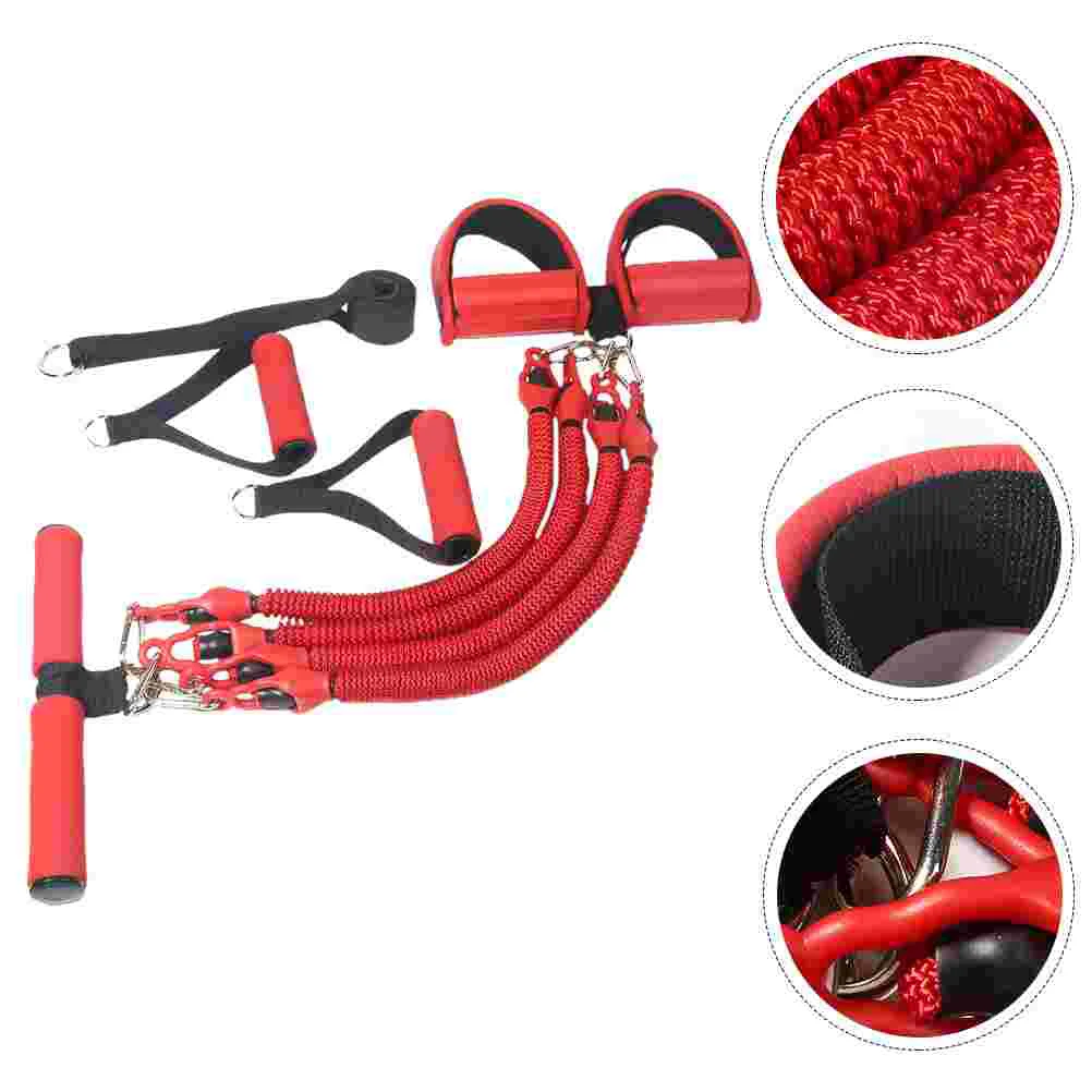 

Four-tube Pull Rope Exercise Resistance Bands Pedal Pulling Tension Yoga Exerciser Handle Feet Fitness Emulsion Sports Foot