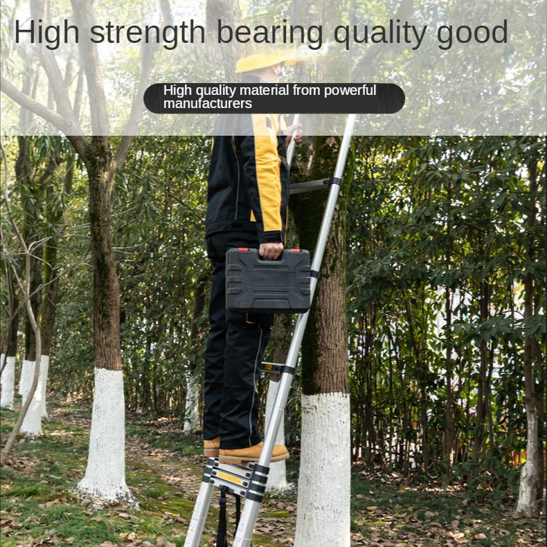 Ladder Folding Aluminum Telescopic Ladder Scaffolding Ladders Engineering Portable Thickened Non-Slip Lift Stair Straight Ladder