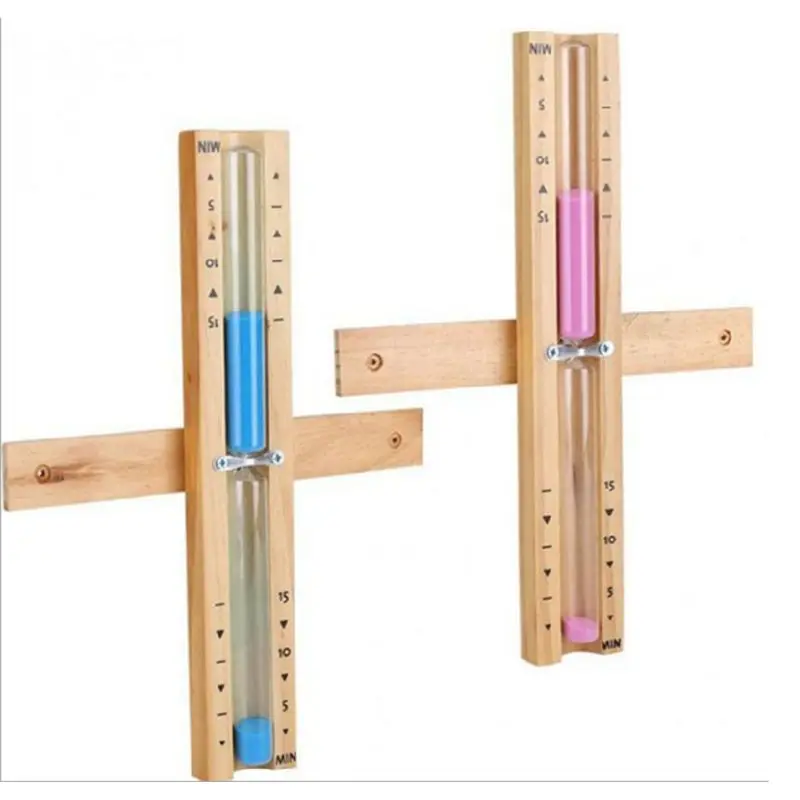 Wooden Sauna Hourglass Wall Mounted Rotating 15mins Sandglass Clock White Sand Timer for Home Store Use Optional 6 Colors colored hourglass