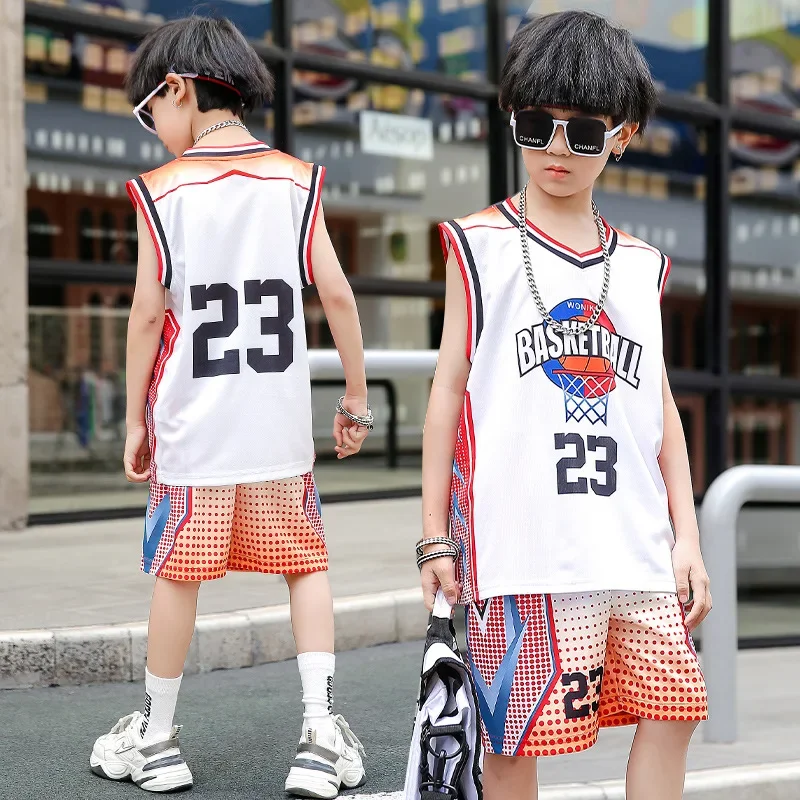 New Boys Girls Summer Basketball Jerseys kids sports suit basketball training clothes Summer Kids Suit Cool Handsome Sports Training Uniforms Little, lakers shorts