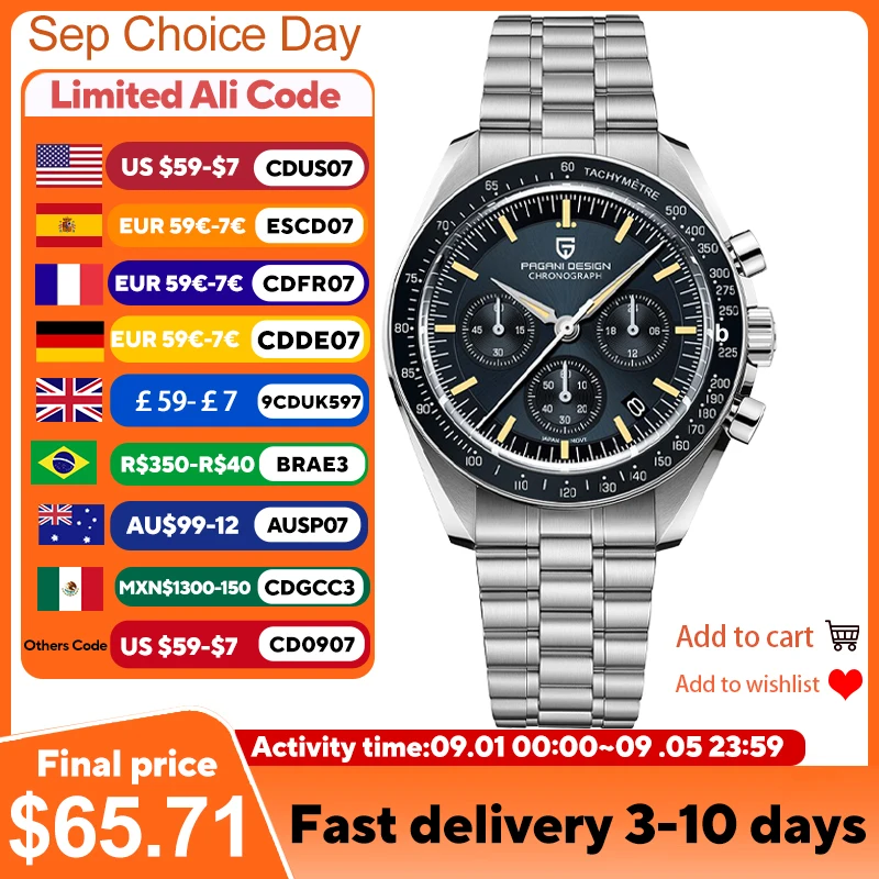 2025 New PAGANI DESIGN Tribute to CK2998 Moon Watch Retro Luxury Quartz Watches For Men Stainless steel Sport Chronograph Man