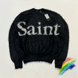 Mohair SAINT MICHAEL LOGO Sweater Men Women 1:1 Top Quality CREW NECK Knit Sweatshirts