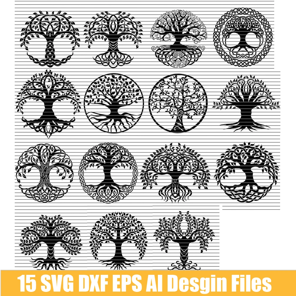 wood pellet maker 15 Tree of Life Template Bundle Laser Cut Vector SVG DXF EPS AI Files for CNC Laser/Plasma Cutting Printing router woodworking