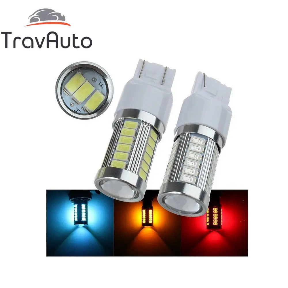 2 Pz T20 7443 W21/5W 33 Led 5730 5630 Smd Fendinebbia Auto Fendinebbia 12V Colore Casuale