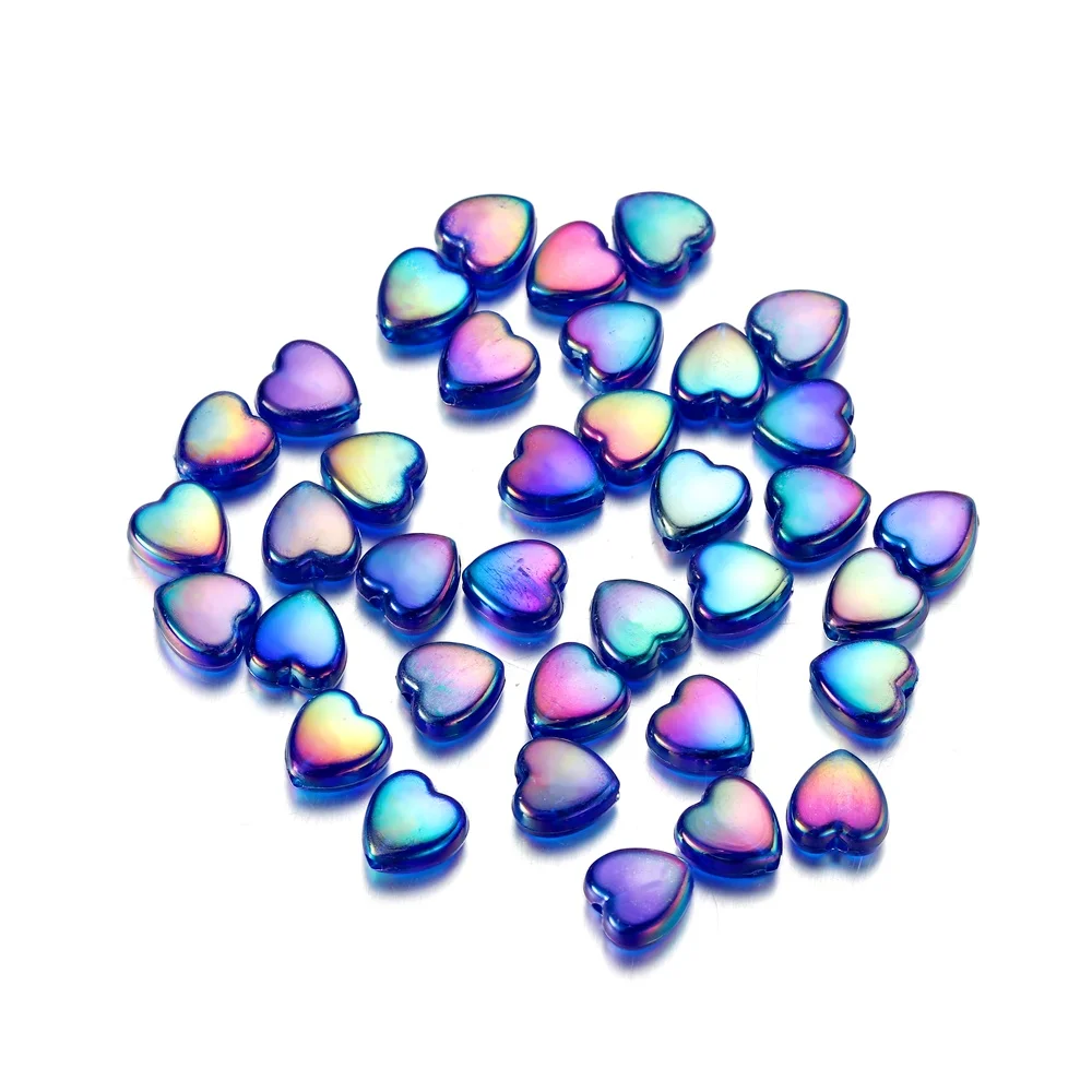 Vibrant Heart Love Acrylic Spacer Beads - 100 Pieces