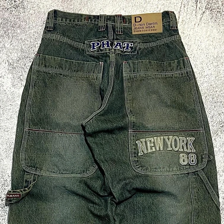 New Y2k Jeans Classic Retro Straight Pants Loose Letter Print