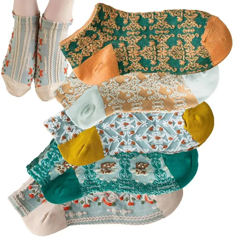 

Носки женские с цветочной вышивкой, 5 пар