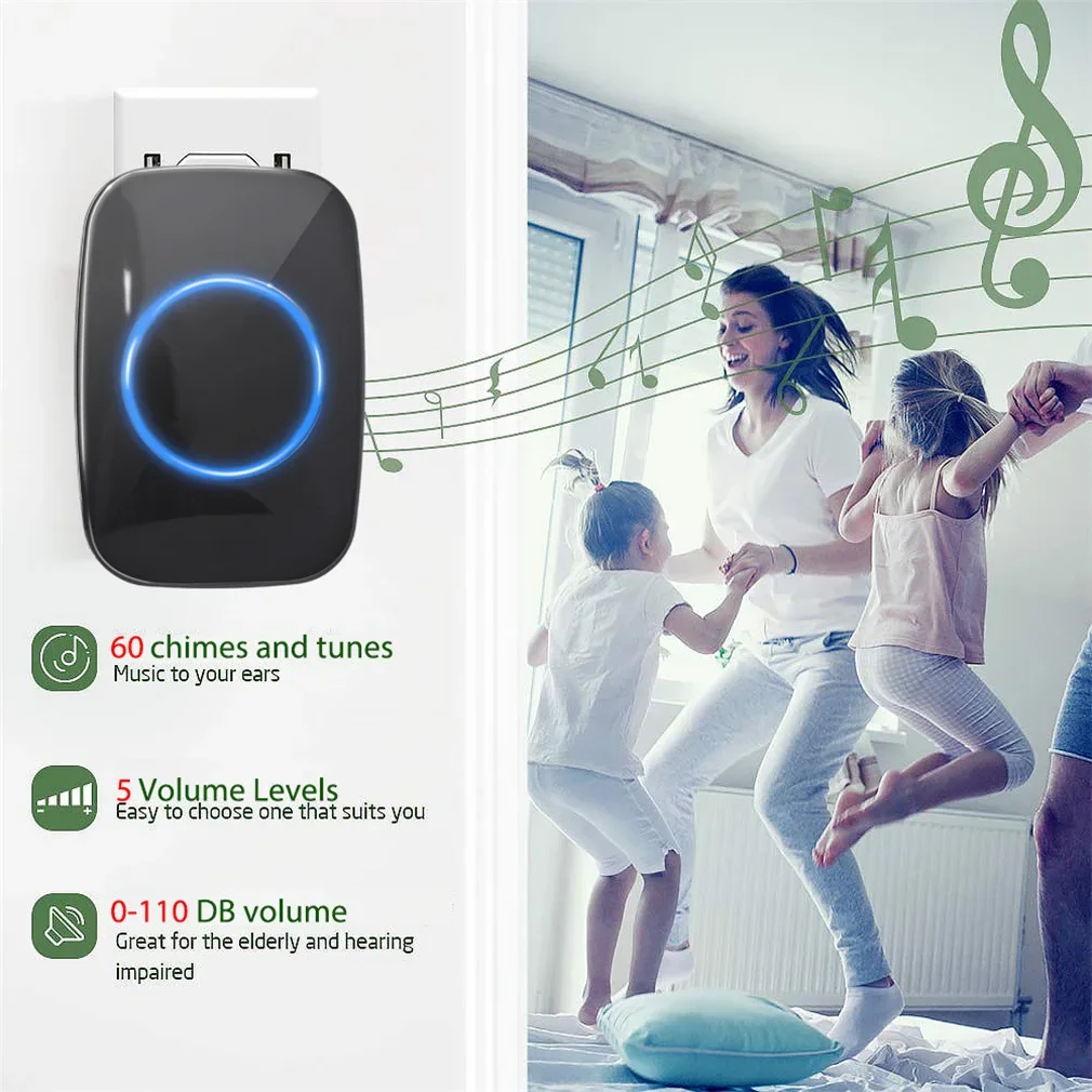 Home Welcome Smart Door Bell Waterproof Wireless Doorbell 60 Songs Home Welcome Chimes Ringtone 5 volume