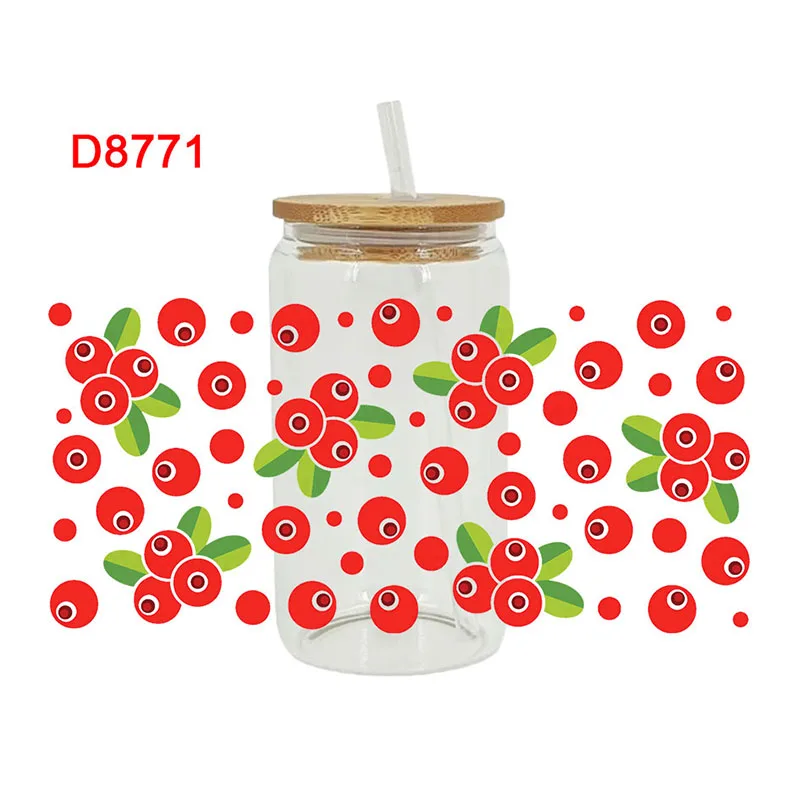 UV DTF 전송 스티커, 컵 랩, 과일, 아보카도 인쇄, DIY 유리, 세라믹, 금속 가죽, 3D, 16oz D8704