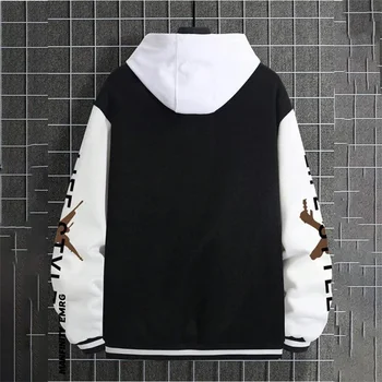 Men s Baseball Jacket Long Sleeve Button Down Letters Bear Print Contrast Color Varsity Jacket Fall Casual Jacket
