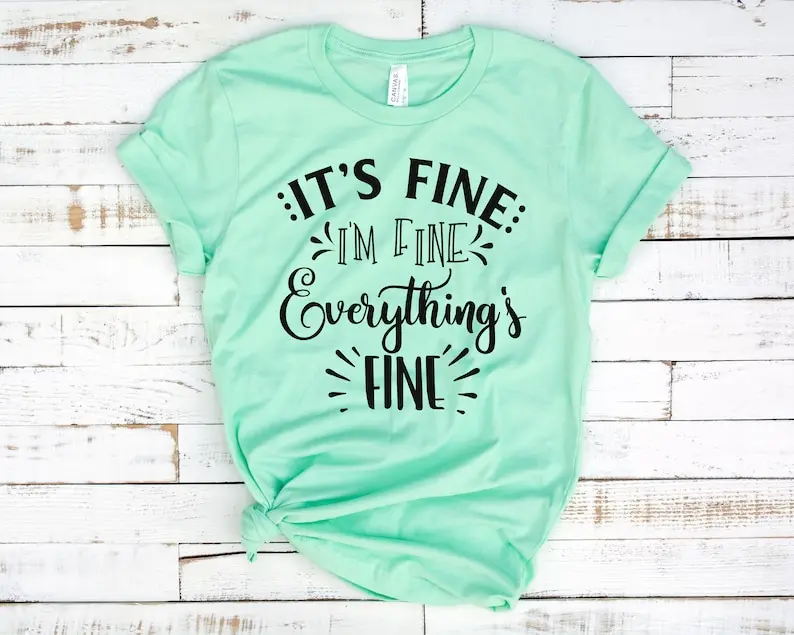 

It's Fine I'm Fine Everything is Fine Shirt, Introvert Short Sleeve Top Tees Fashion 100% cctton Streetwear Harajuku goth y2k