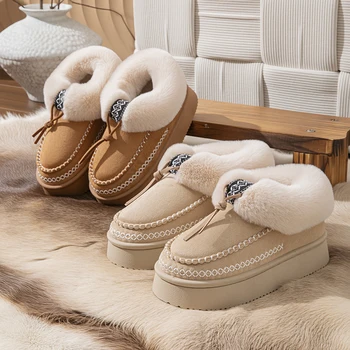 Winter Fluffy Women's Slippers Casual Plush Luxury Designer Woman Shoes Indoor Outdoor Platform Fuzzy Fur Slides Ankle Boot Soft 1