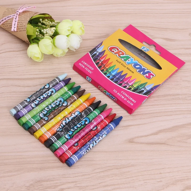 Wax Crayon Stick 1 Set Kid Painting Safety Student Drawing Sketching Art Tool Colorful Kids Paint Stik Pen 12 Colors Colored Crayons Children Painting Supplies