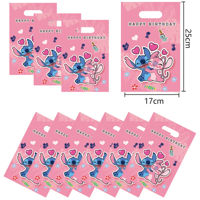 thumbnail image 1 of 10/40 piezas nuevas bolsas de regalo de Disney Stitch, bolsas de plástico para golosinas, temáticas de Stitch rosa, suministros de cumpleaños para niños, regalo para el hogar, decoración, 1 of 5