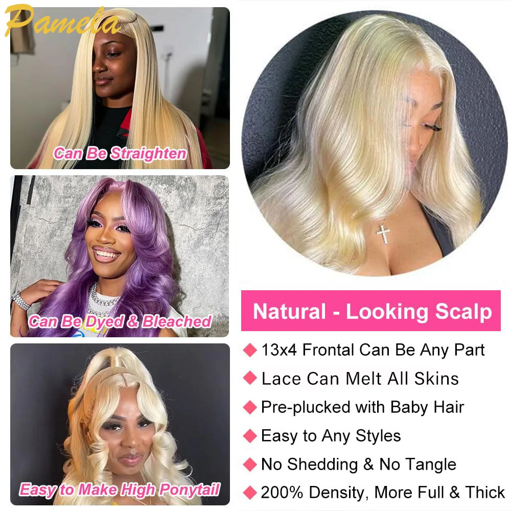 613 Blonde Human Hair Body Wave 13x4 Transparent Lace Front Wigs 613 Human Hair Wigs Ready To Wear For Woman 100% Human Hair Wig