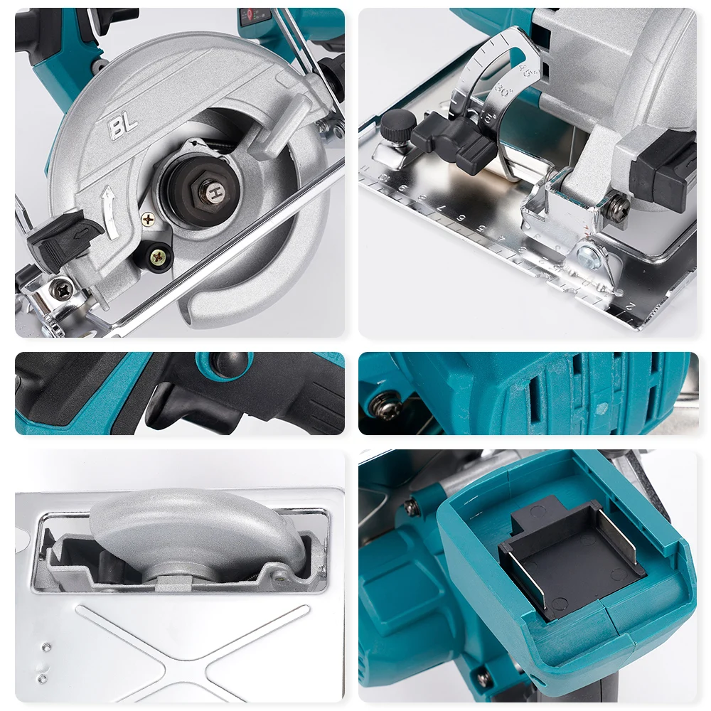 Hormy Brushless 5In Electric Circular Saw 125mm Mini Cordless 45° Adjust Woodworking Power Tools For Makita 18V Lithium Battery 6