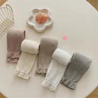 Leggings chauds pour filles, couleur unie, en coton, pour bébés, pantalons slim en dentelle à fleurs, pantalons pour enfants de 2 à 4 ans 2