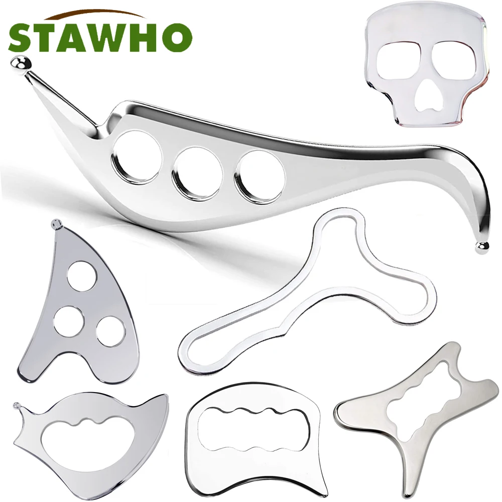 Stainless Steel Gua Sha Guasha Plate Massager Tool Scraper Physical Therapy Loose Muscle Meridian Massage Machine Spa Board Tool stainless steel guasha metal scraper for body gua sha board massage guasha plate face massager scrapers tools for face neck back