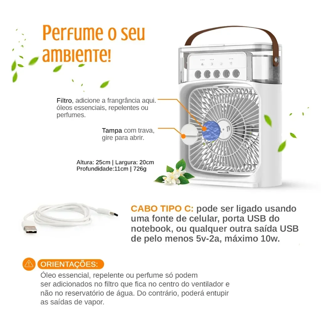 Portable Air Cooler Humidifier Fan AIr Conditioner Mini Fan Water-cooled Silent for Office Household 3 Speed