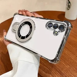 Shockproof Magnetic Bracket Magsafe Phone Case with Durable Plating for A15 4G or A15 5G (Sliver)