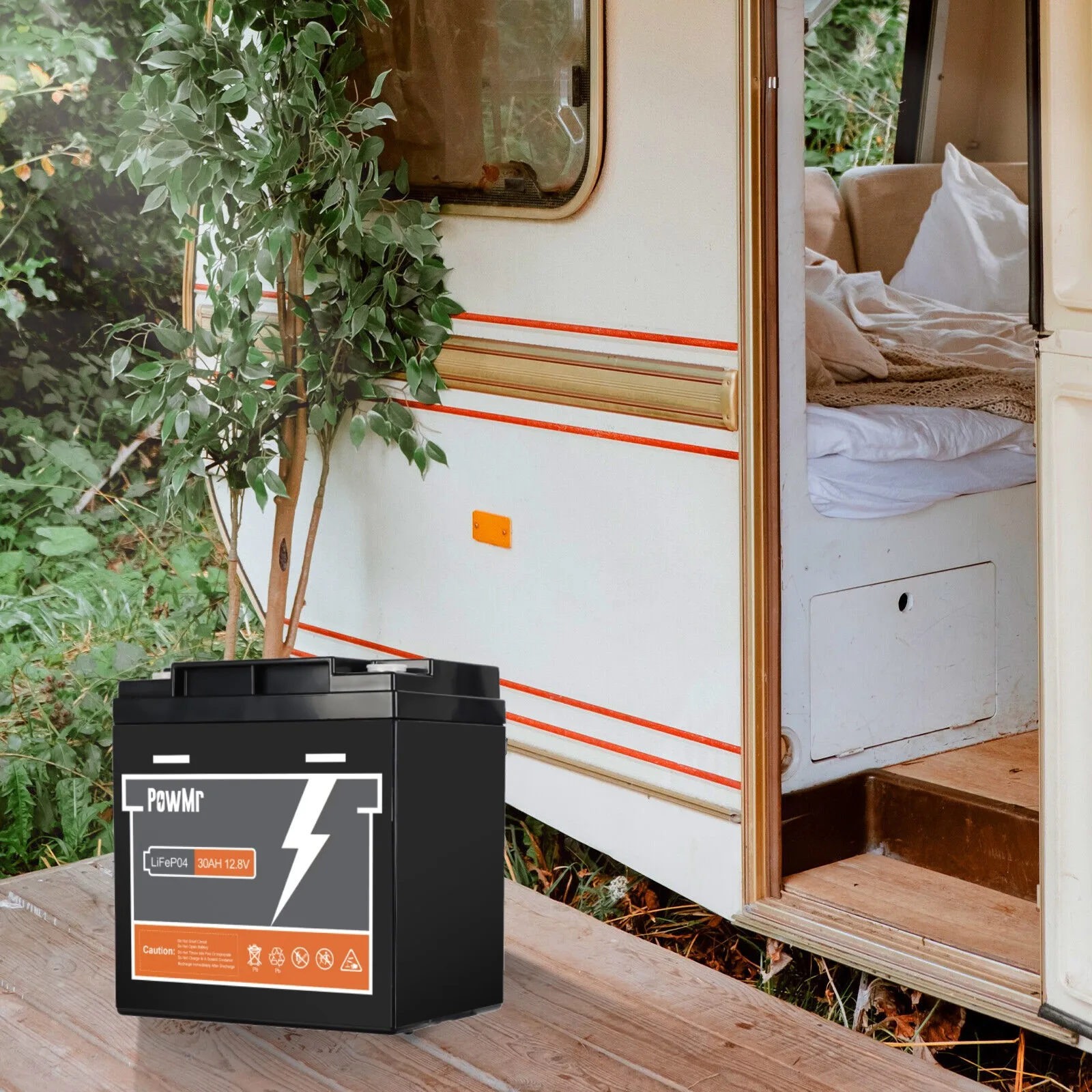 PowMr 30AH LiFePO4 Battery 12V Lithium Iron Phosphate Batteries BMS 3000 Cycle Battery Pack Waterproof Car RV Camping Power Bank 5