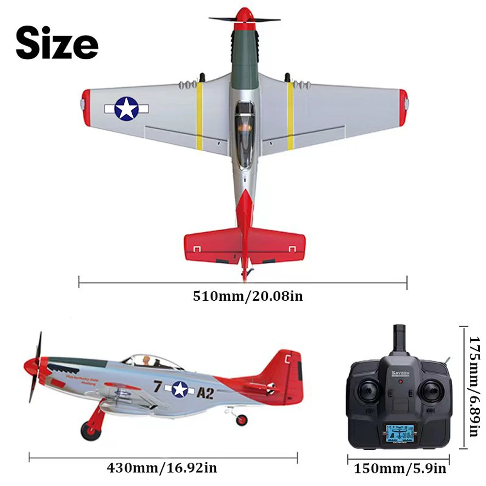 Planeur RC P51D Brushless 2BS avec LED - Modèle réduit avion télécommandé