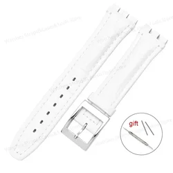 Genuine Cowhide Leather Waterproof Watch Strap - Brown & Black, 17mm/19mm, Unisex Sport Design - 19mm (White)