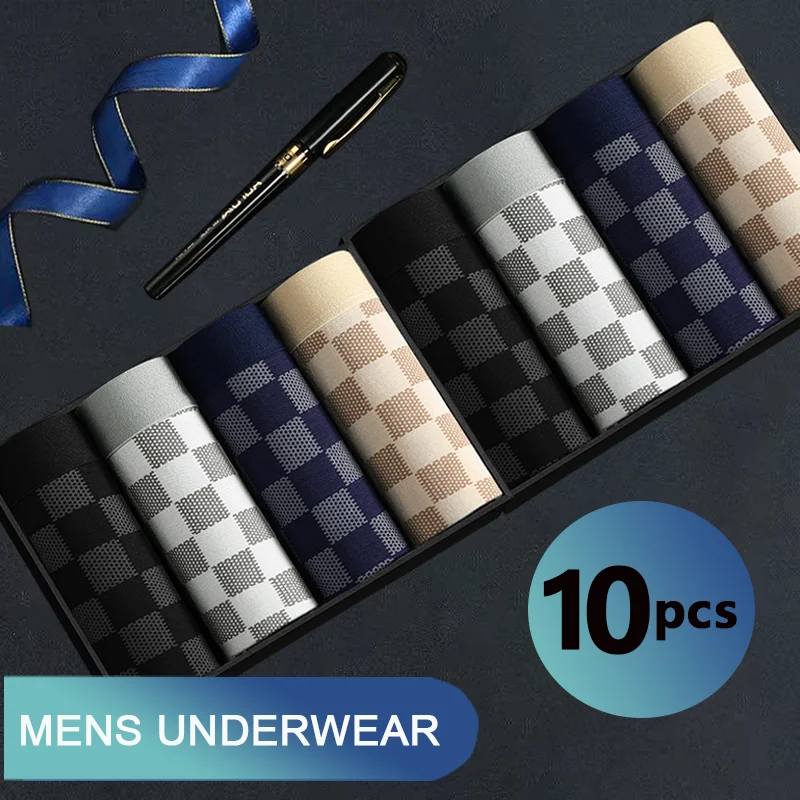 

10Pcs Boxer Shorts Men's Panties Soft Underpants Boxershorts Underwear for Man Comfortable Male Sexy Set Underwear L-4XL Plus
