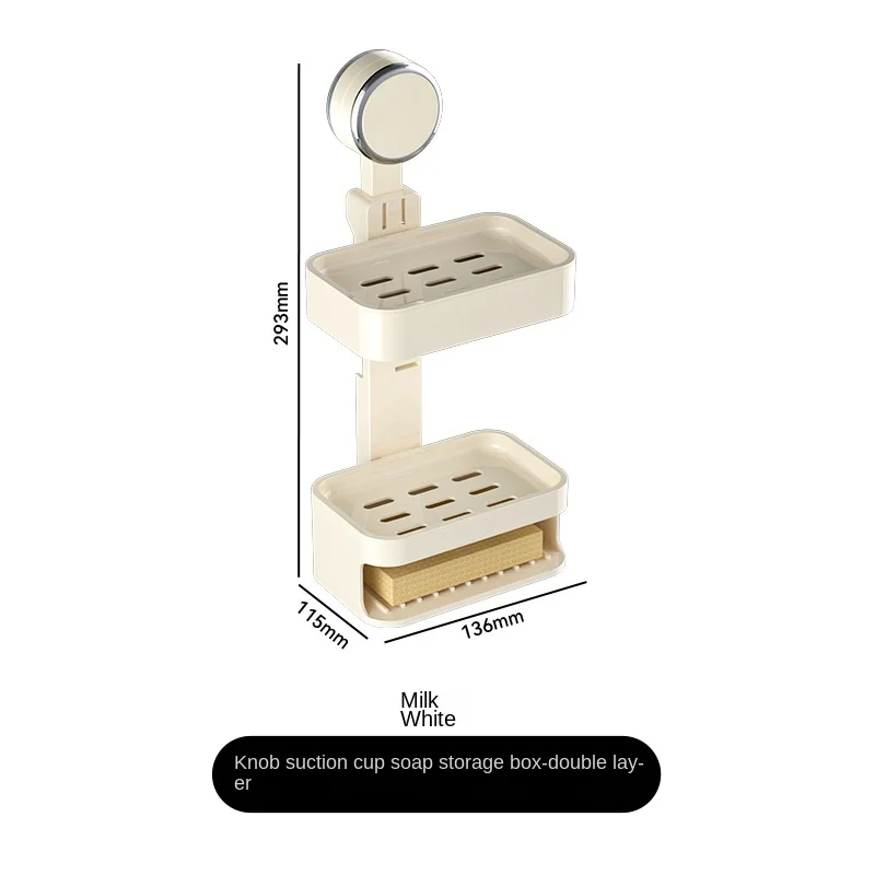 Bathroom Soap Box Bathroom Storage Rack No Punching Double Layer Suction Cup Wall Hanging Storage Soap Box Soap Box