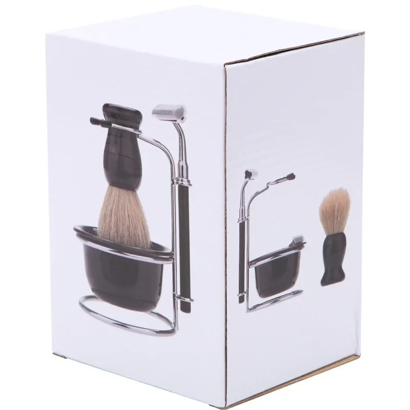 

Manual Shaving Brush 5-piece Set for Men's Care Facial Cleaning Brush, Shaver, Double Row Blade, Pig Hair and Beard Brush