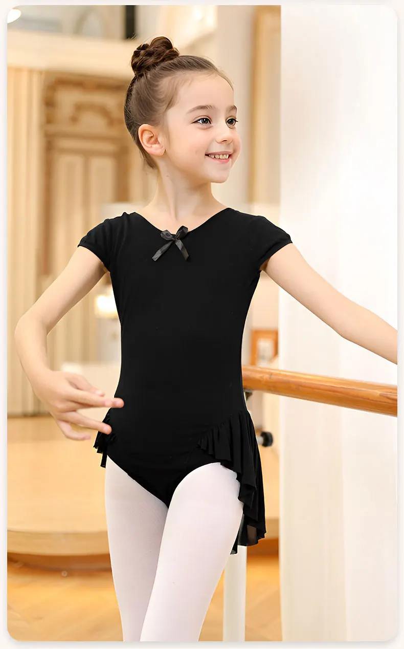 Kinder Tanzkostüm Performance Kleid Ballett Chinesischer Tanz Sommer Einteiliges Set Schwarz Kurzarm Mädchen Tanzkleid Rock – Detail 9