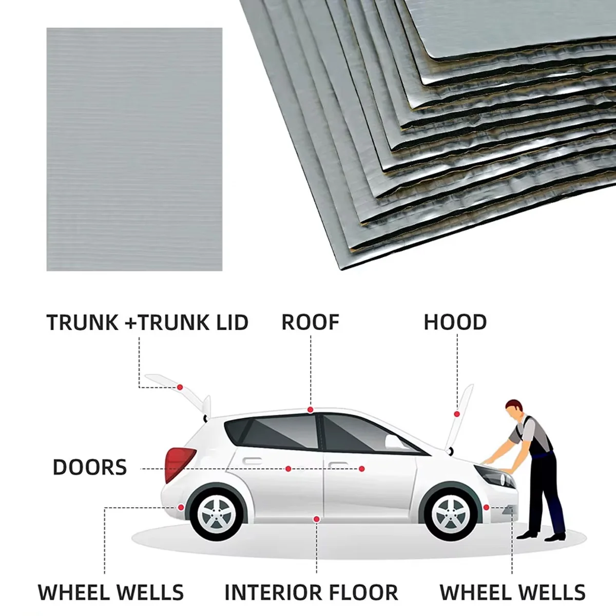 Sound Insulation Cotton 10/20pc Car Hood Insulation Cotton 5mm Insulation Pad Self-Adhesive Car Sound Shock Absorber Pad sound proof mat,sound insulation mat,soundproofing cotton,sound insulation cotton,heat insulation mat,sound deadener mat