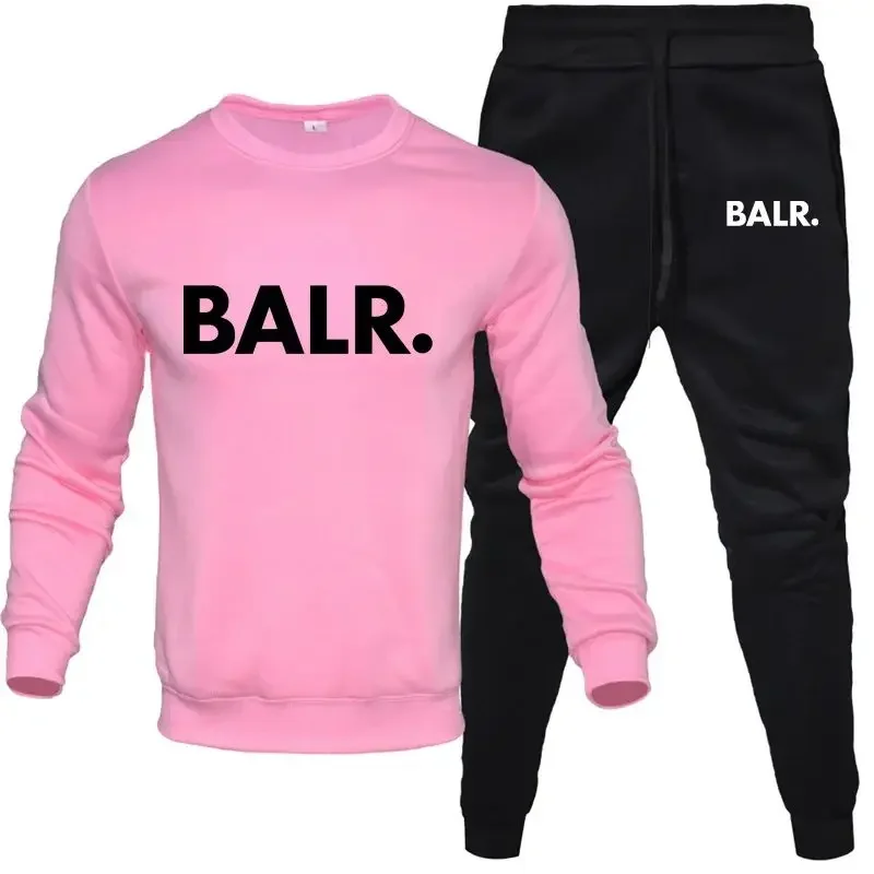 Men's Sets 2-Piece Hip Hop Anime Cartoon BALR Printed Plus Fleece Fashion Autumn Men O-Neck Sweatshirts Sweatpants Casual Suit 4