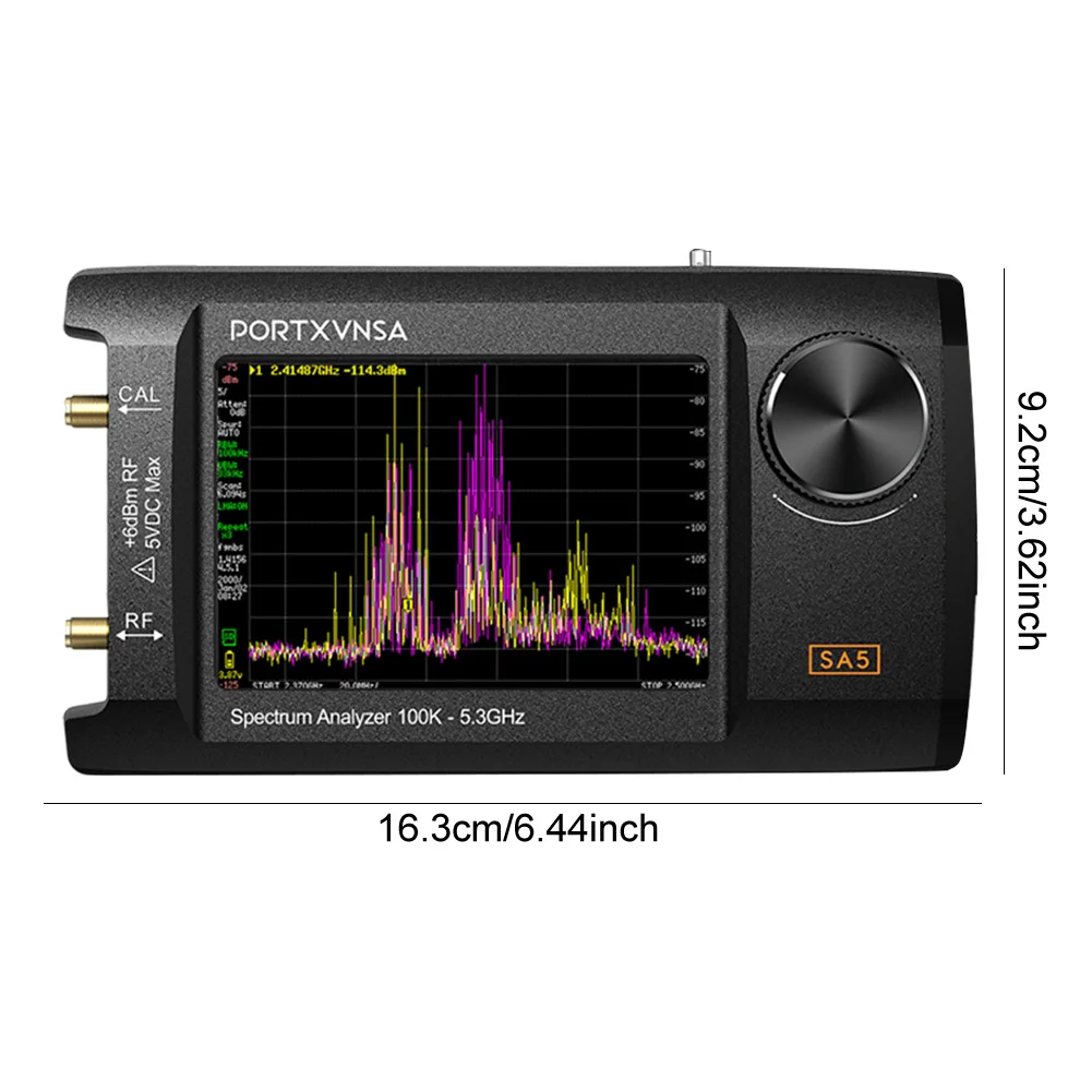 휴대용 스펙트럼 분석기 2 in 1 신호 발생기 4.0인치 주파수 분석기 100kHz5.3GHz 5000mAh 배터리(32GB 카드 포함)