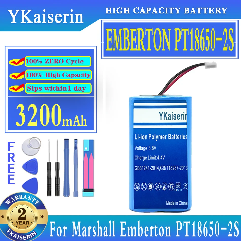 

Ykaisсеребрин 3100 мАч/4100 мАч Сменный аккумулятор для Marshall Emberton PT18650-2S C406A2 C406A3