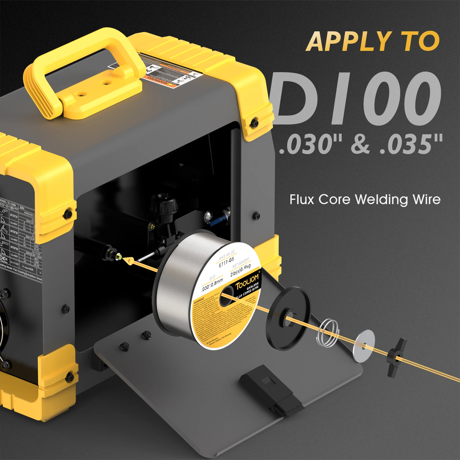 TOOLIOM 135A MIG Welder Flux Core 110V MIG Welder Gasless Flux MIG/Lift TIG/Stick 3 in 1 Welding Machine IGBT DC Inverter 4