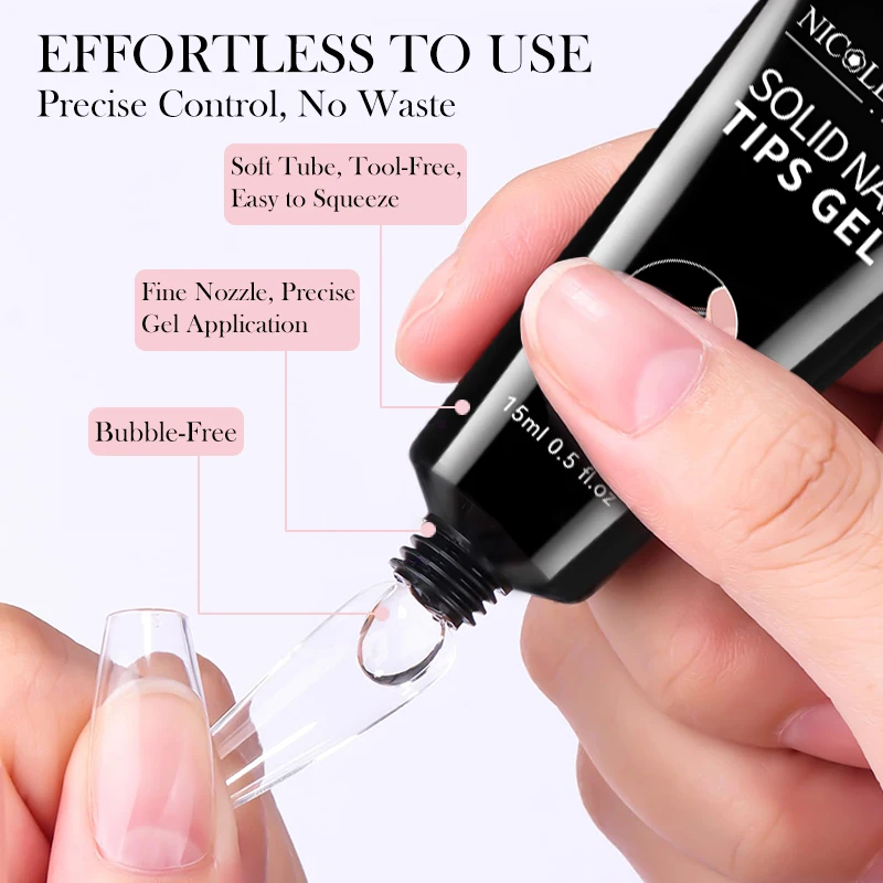 NICOLE DIARY Super Strong Solid Nail Glue Gel Durable Nail Tips Gel for Press On Nails Manicure Extension Long Lasting Varnish - Image 3