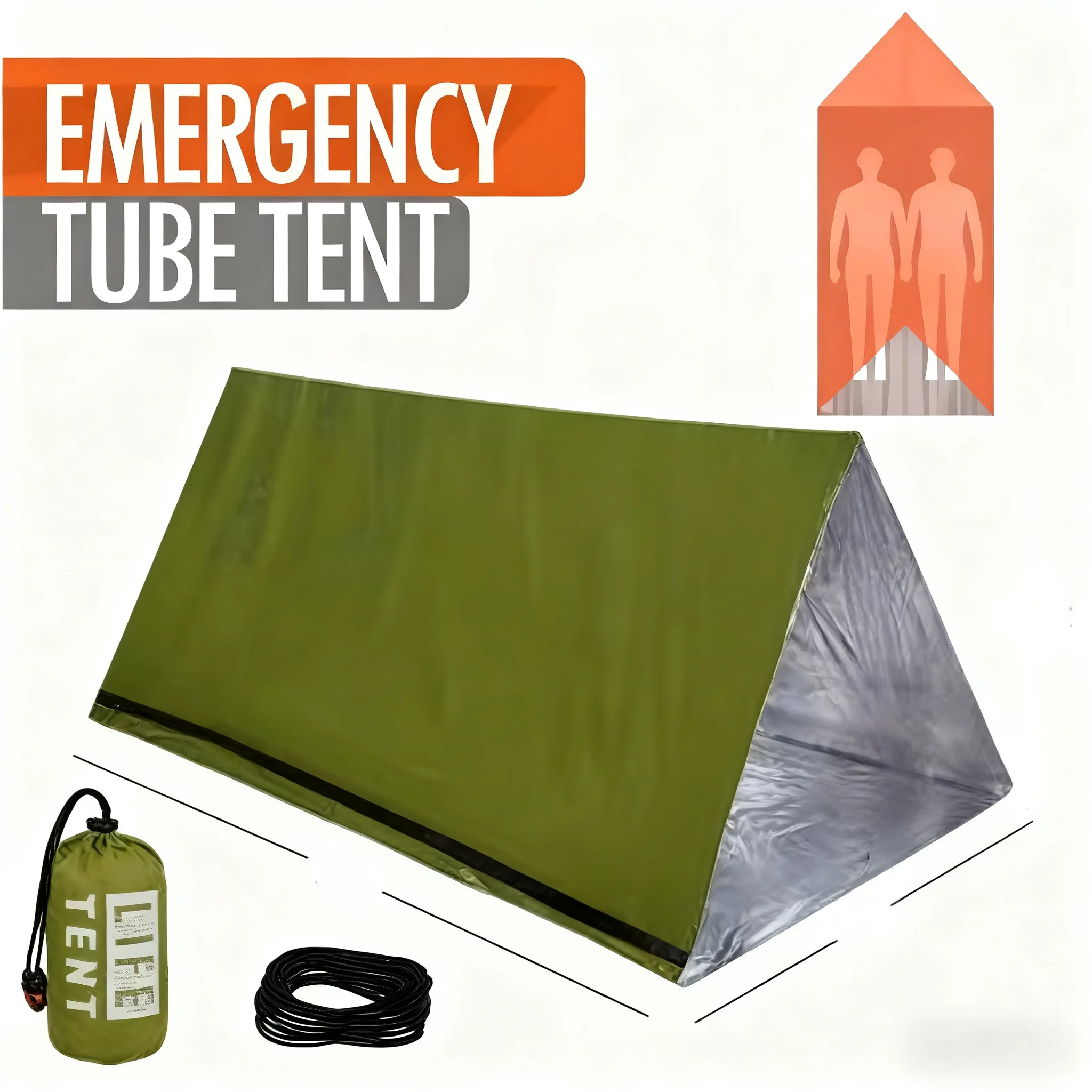 Emergency Tent for 2 - Compact & Versatile Camping Shelter